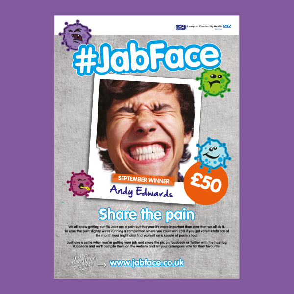 #JabFace September winner poster — purple background with campaign branding and winner photograph